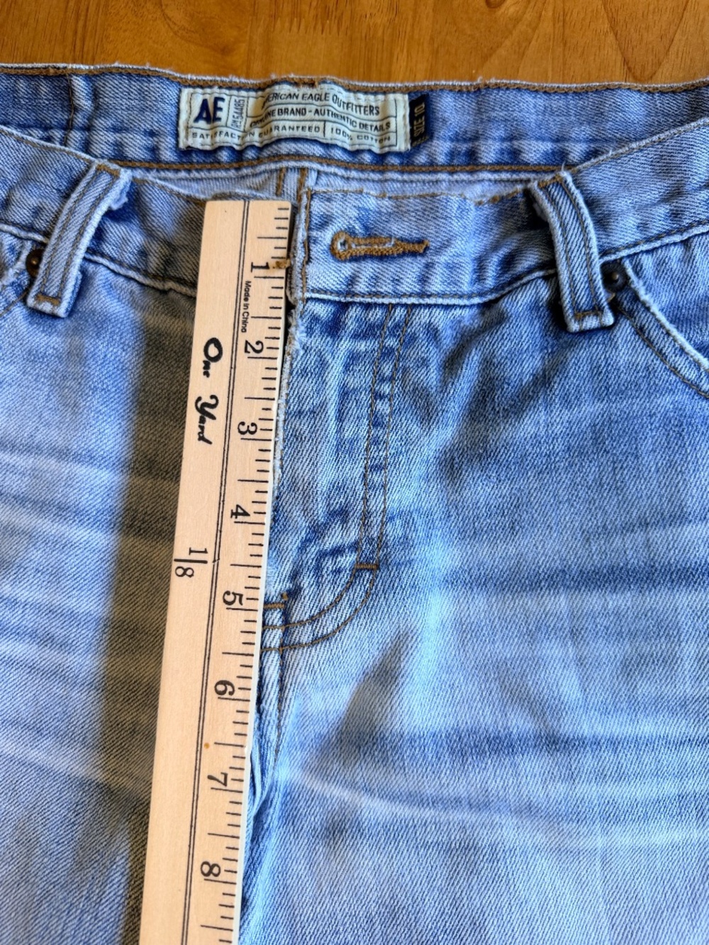American Eagle Distressed Wide Leg Jeans Frayed Hem 10 100% Cotton 474 - Picture 5 of 11